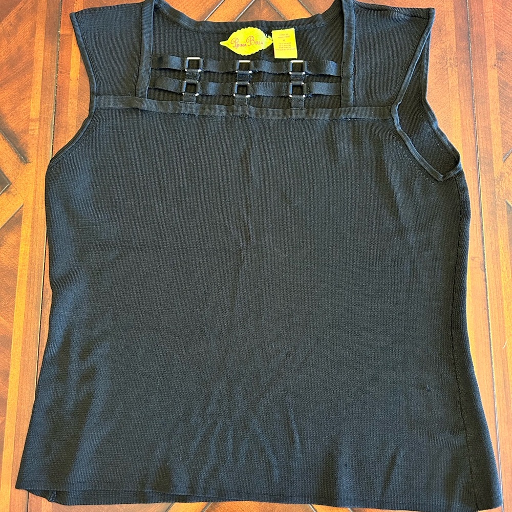 Chic Black Sleeveless Top with Unique Neckline